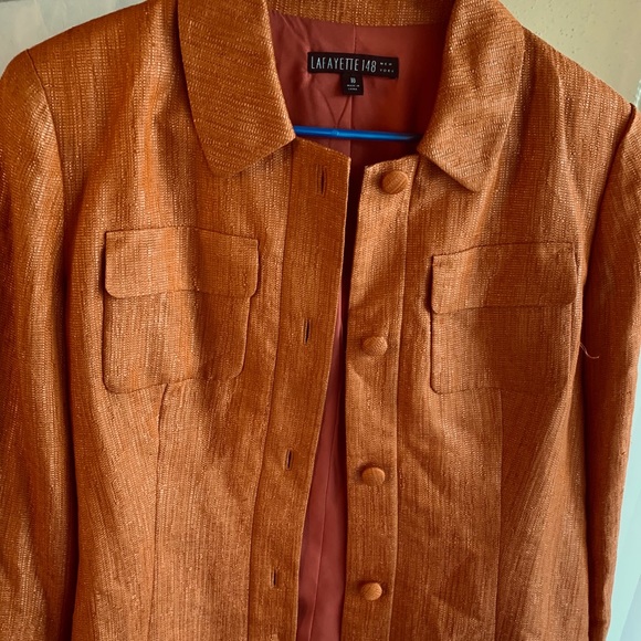 Lafayette 148 NY Waist Length Jacket Orange S 10 - Picture 6 of 7